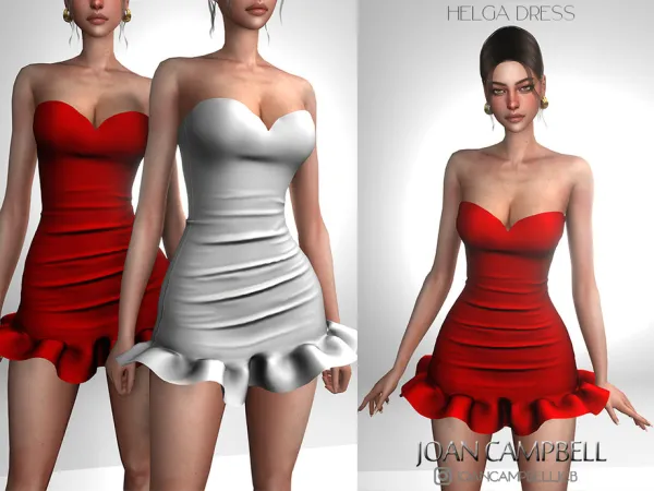 Alpha HELGA DRESS by Joan_Campbell_Beauty_ - The Sims 4 Custom Content