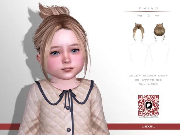 Alpha Amina toddler hairstyle by LEXEL_s - The Sims 4 Custom Content