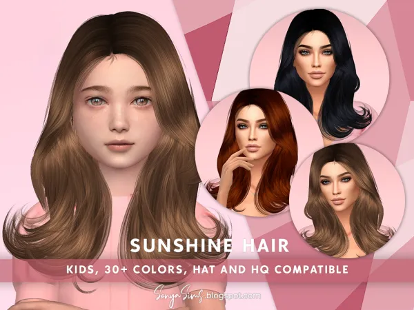 Alpha Sunshine Hair kids - The Sims 4 Custom Content
