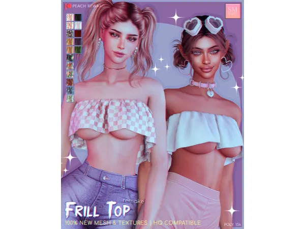 Mix PEACH Frill Top by SMSims - The Sims 4 Custom Content