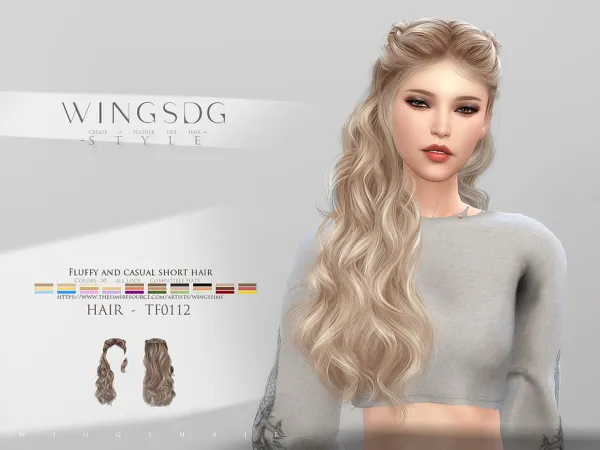 Alpha WINGS TF0112 Fluffy and casual short hair by wingssims - The Sims 4 Custom Content