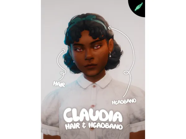 Maxis Match claudia hair (two versions) headband by thatonegreenleaf - The Sims 4 Custom Content