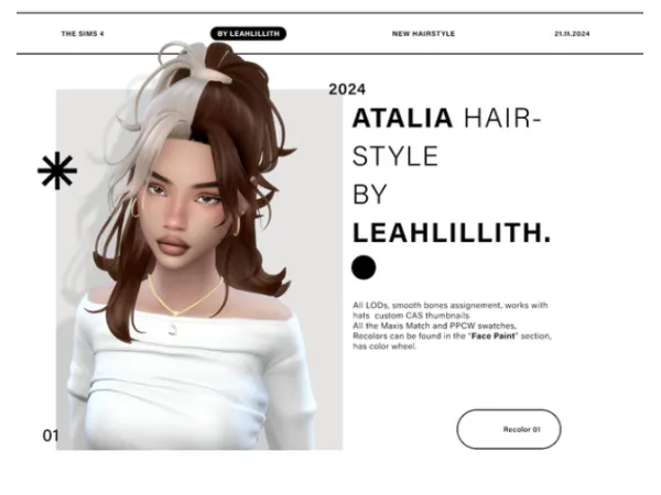 Maxis Match Atalia Hairstyle by Leahlillith - The Sims 4 Custom Content