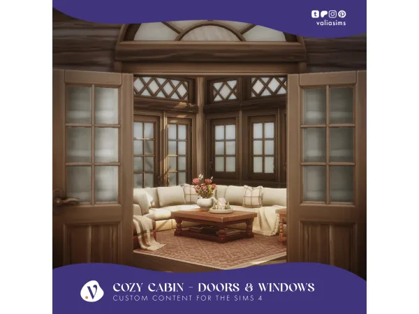 Maxis Match Cozy Cabin Collection Doors Windows by valiasims - The Sims 4 Custom Content