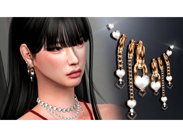 Alpha ELEGANT HEART EARRING SET V2 by Mydarling20 - The Sims 4 Custom Content