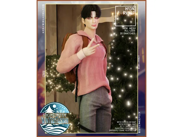 Alpha Inside Trucker Neck Sweater Leather Backpack by heathenthirteen - The Sims 4 Custom Content