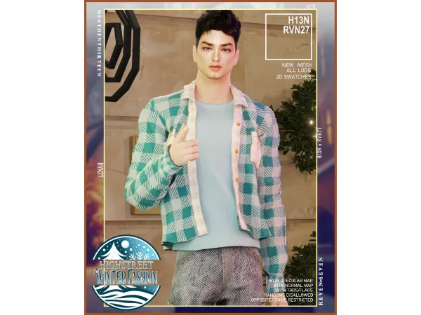 Mix Chest Pocket Button Up Collar Jacket Layered Shirt by heathenthirteen - The Sims 4 Custom Content