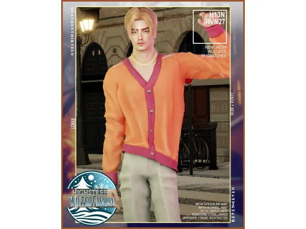Mix Deep VNeck Button Up Cardigan Sweater by heathenthirteen - The Sims 4 Custom Content