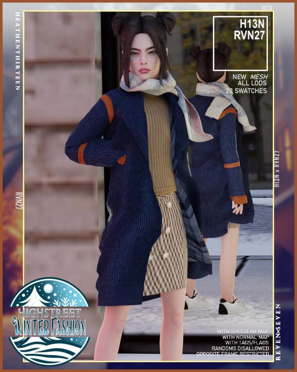Alpha Child's Blown Up Outerwear Winter Overcoat with Scarf by simsfinds - The Sims 4 Custom Content