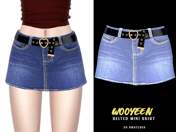 Alpha Wooyeen Belted Mini Skirt - The Sims 4 Custom Content