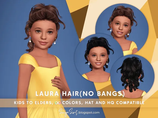 Alpha LAURA HAIR KIDS (NO BANGS) - The Sims 4 Custom Content