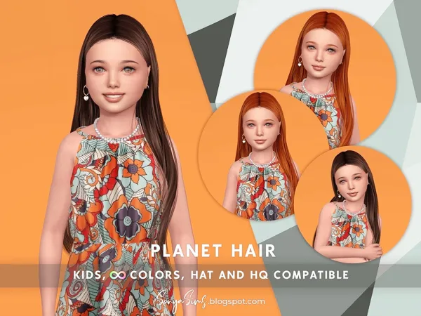 Alpha PLANET HAIR KIDS - The Sims 4 Custom Content