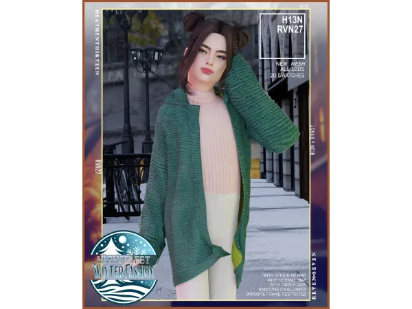Alpha Child's Buttoned Dress Shirt with Oversized Cozy Hoodie by rvn2seven - The Sims 4 Custom Content