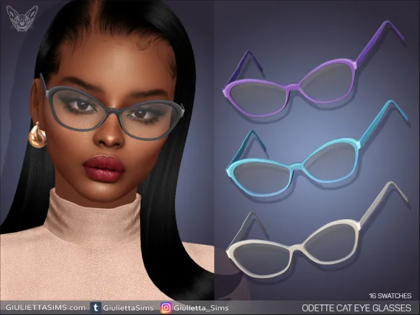 Alpha Odette Cat Eye Glasses - The Sims 4 Custom Content