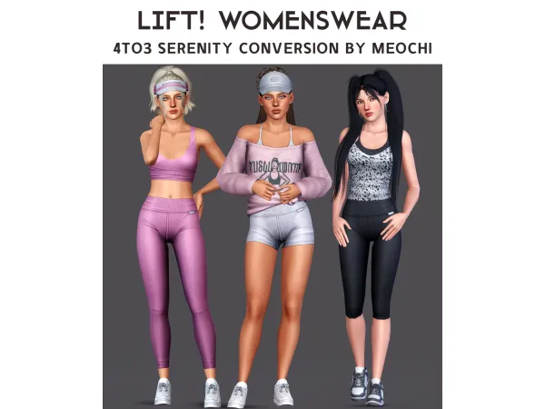 Sims 3 Maxis Match Female Sportswear CC: 4t3 Serenity LIFT! Womenswear conversions - by meochicc