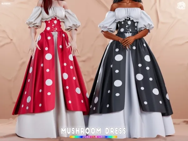 Mix Mushroom Dress brsims by bluerose-sims - The Sims 4 custom content