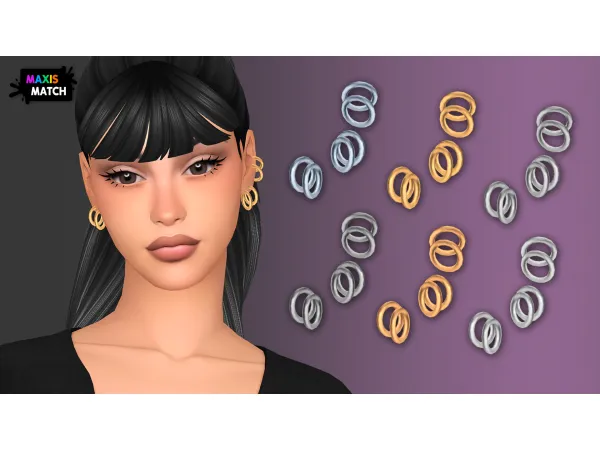 Alpha MULTI HOOP EARRINGS UNISEX by NataliS - The Sims 4 Custom Content