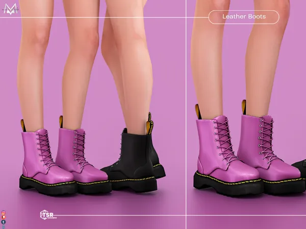 Alpha Leather Boots S471 (Female) by Mermalade - The Sims 4 Custom Content