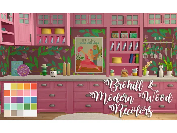Broyhill Modern Wood kitchen recolors by linacheries - The Sims 2 Custom Content