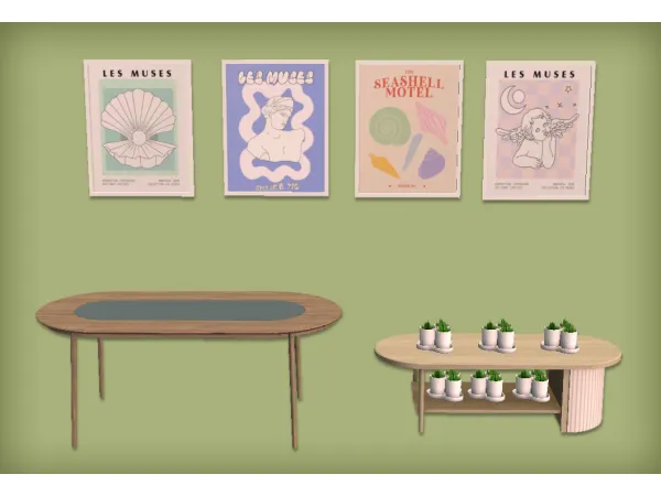 jacky93sims Syracuse Dining Table Miiko Harmony Set Coffee Table and Lindo Set Pastel Poster - The Sims 2 Custom Content