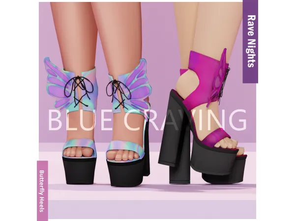 Maxis Match Blue Craving Butterfly Heels - The Sims 4 Custom Content