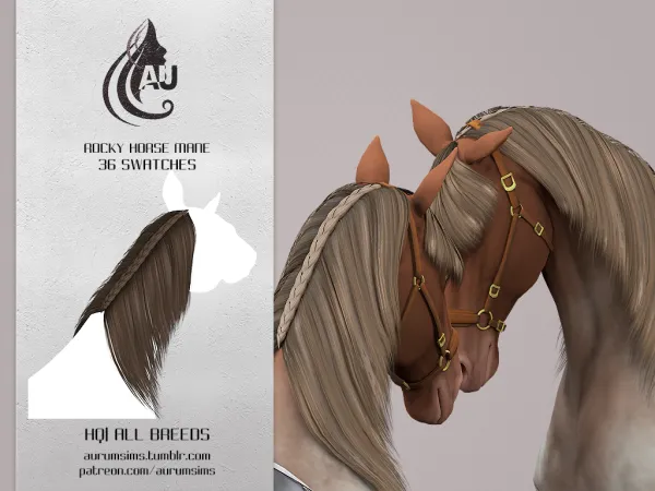Alpha Alpha styled braided horse mane - The Sims 4 Custom Content