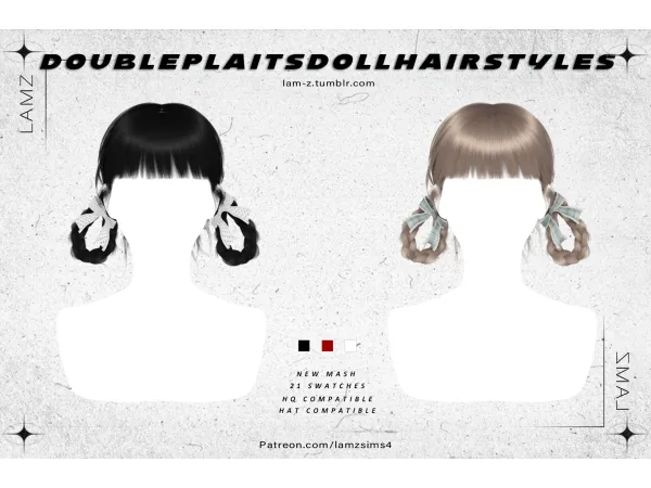 LAMZ Double Plaits Doll Hairstyles 001F
