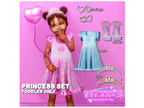 Alpha Princess Dress and Acessories for Toddlers by VittlerUniverse - The Sims 4 Custom Content