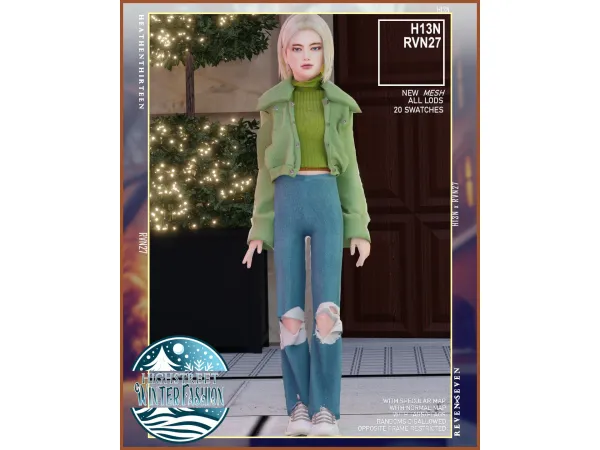 Alpha Child's Classic Flare Relaxed Fit Ripped Jeans by rvn2seven - The Sims 4 Custom Content