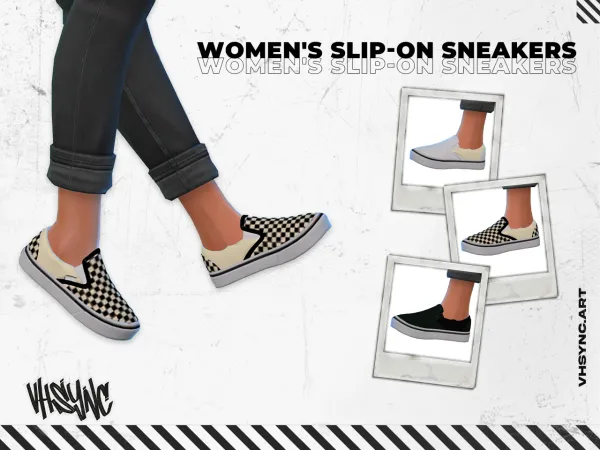Mix Women's Slip On Sneakers by vhsync - The Sims 4 Custom Content