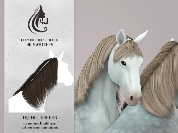 Alpha Alpha style horse mane - The Sims 4 Custom Content