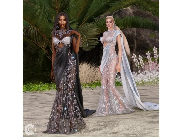 Alpha Lace Gown with Shimmering Sequins - The Sims 4 Custom Content