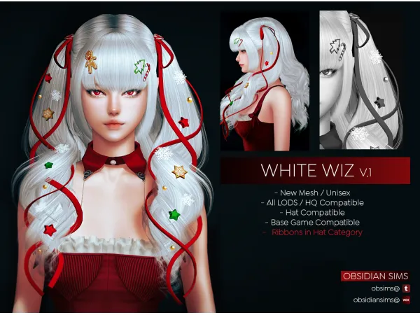 Alpha WHITE WIZ HAIRSTYLE V1 by obsims - The Sims 4 Custom Content