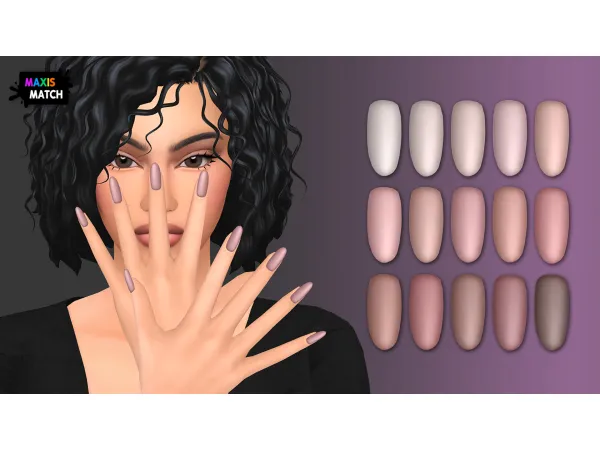 Maxis Match MATTE ALMOND NAILS NUDE by NataliS - The Sims 4 Custom Content
