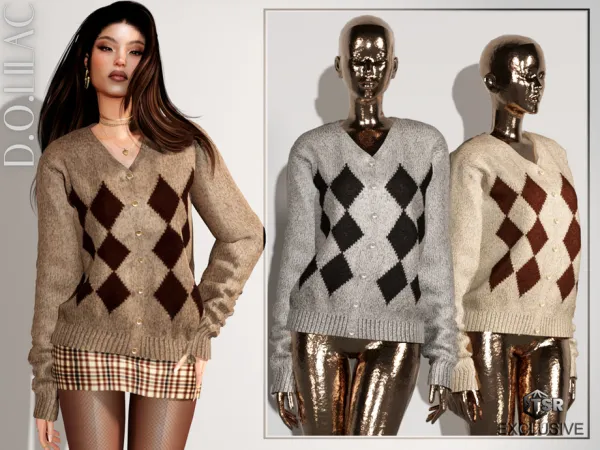 Alpha Knit Wool Cardigan DO0670 by DOLilac - The Sims 4 Custom Content