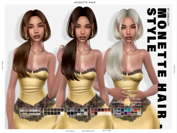 Mix Monette Hairstyle by Leah_Lillith - The Sims 4 Custom Content