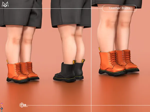 Mix Leather Boots S474 (Toddler) by Mermalade - The Sims 4 Custom Content