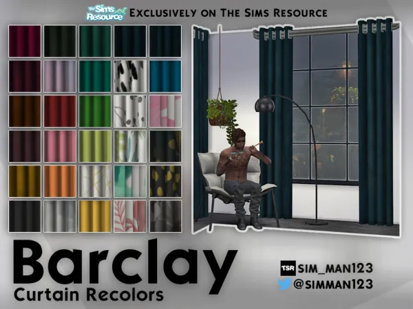 Mix Barclay Curtain Recolors by sim_man123 - The Sims 4 Custom Content