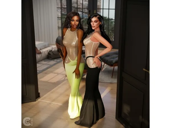 Alpha Cutout Semi Sheer Gown cool_content_star - The Sims 4 Custom Content