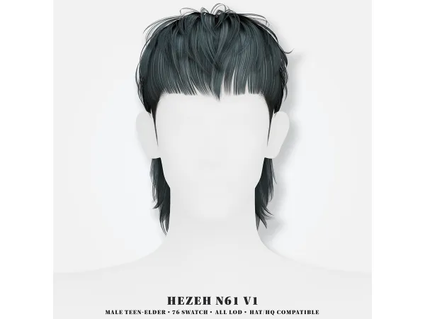 Alpha [Hezeh]Hair_No61 V1 - The Sims 4 Custom Content