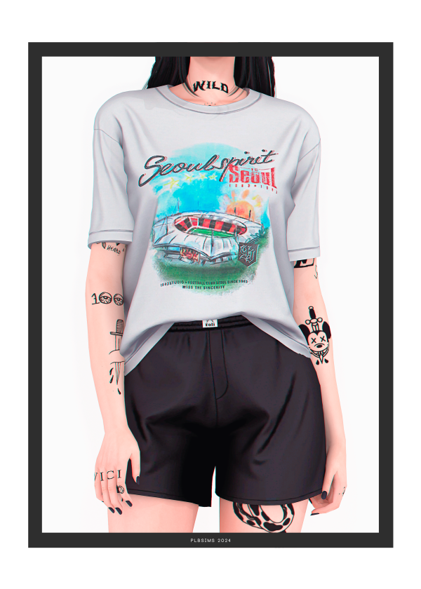 Alpha Whiplash Tucked T Shirt Shorts by plbsims - The Sims 4 Custom Content