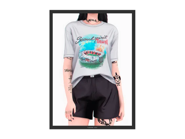 Alpha Whiplash Tucked T Shirt Shorts - The Sims 4 Custom Content