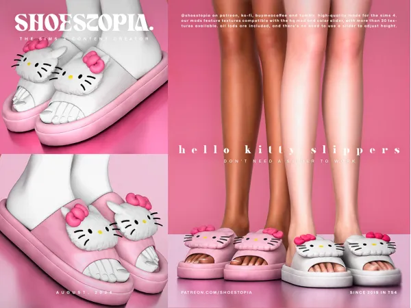 Alpha Hello Kitty Slippers - The Sims 4 Custom Content