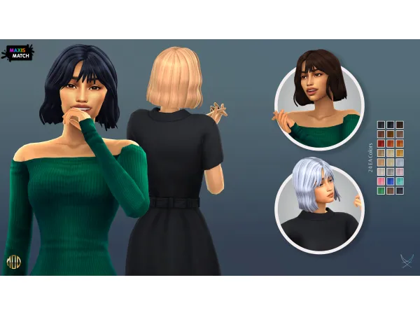 Maxis Match LESLIE HAIRSTYLE by Aeris - The Sims 4 Custom Content