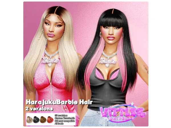 Alpha Harajuku Hair by vittleruniverse - The Sims 4 Custom Content