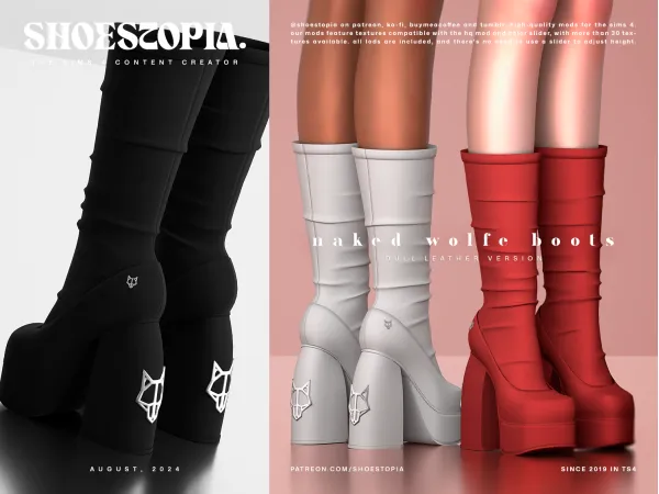 Alpha Naked Wolfe Spice Knee Thigh Heeled Boots - The Sims 4 Custom Content
