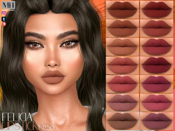 Alpha Felicia Lipstick N250 by MagicHand - The Sims 4 Custom Content
