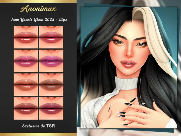 Mix New Year's Glow 2025 Lips by Anonimux_Simmer - The Sims 4 Custom Content