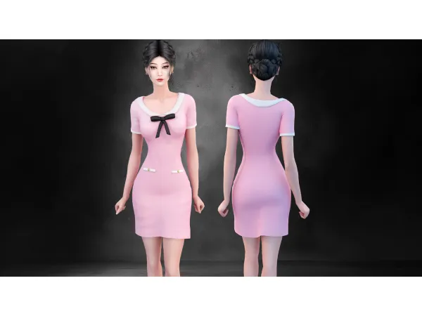 Maxis Match ELEGANT DRESS WITH BOW DETAIL by Garfiel - The Sims 4 Custom Content
