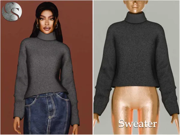 Alpha Briana Turtleneck Sweater by Camuflaje - The Sims 4 Custom Content